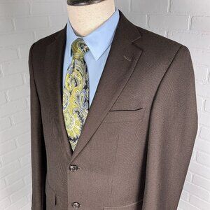 Pronto Uomo Blazer‎ Men 38R Brown Classic Career Polyblend Double Vent Jacket
